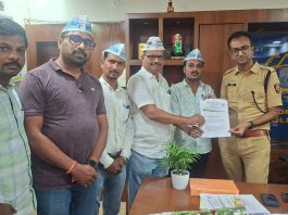 चंद्रपूर नागपूर रोडवरील वाढत्या अपघातांप्रकरणी आम आदमी पक्षाने पोलीस अधीक्षकांना सादर केले निवेदन